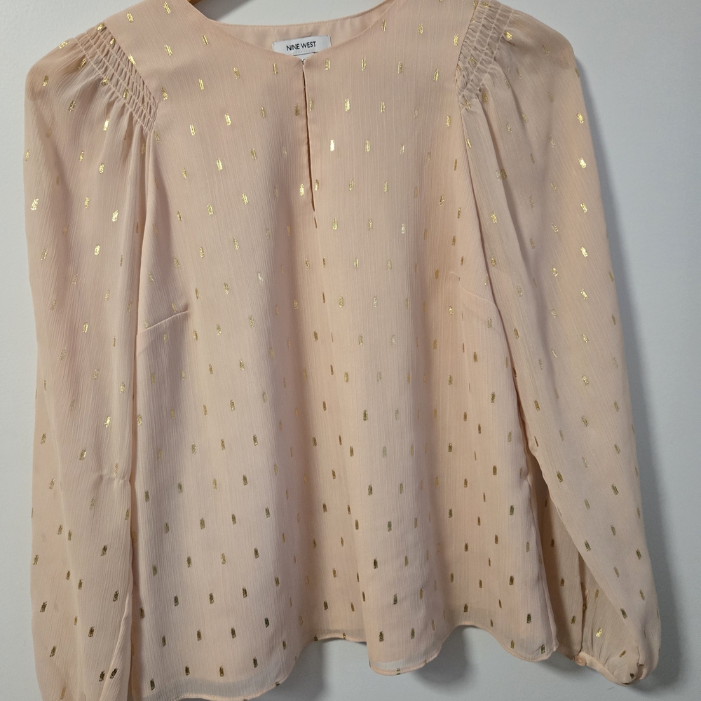 Nine West Peach Blouse with Gold Accents